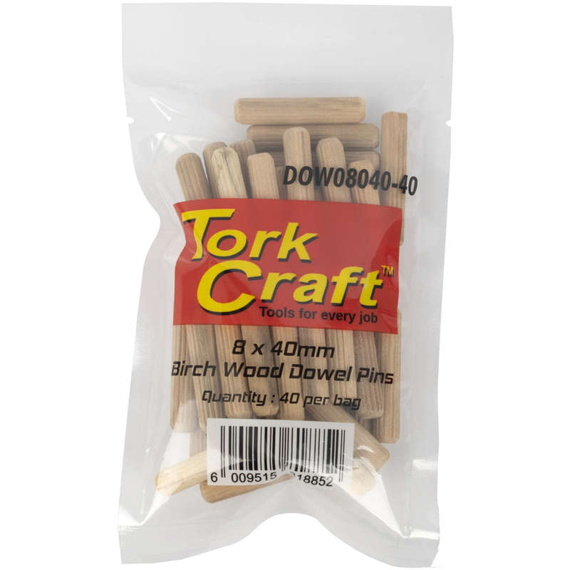 Dowels 8 x 40mm 40 per bag (birch wood)