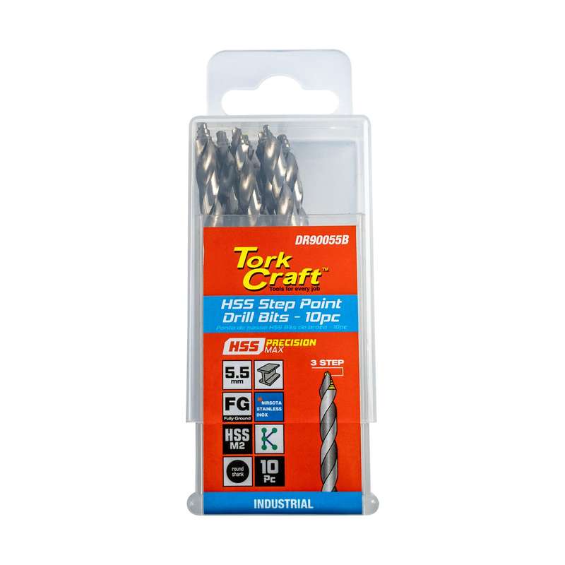 Precision-max step point 5.5mm hss drill 10 pack