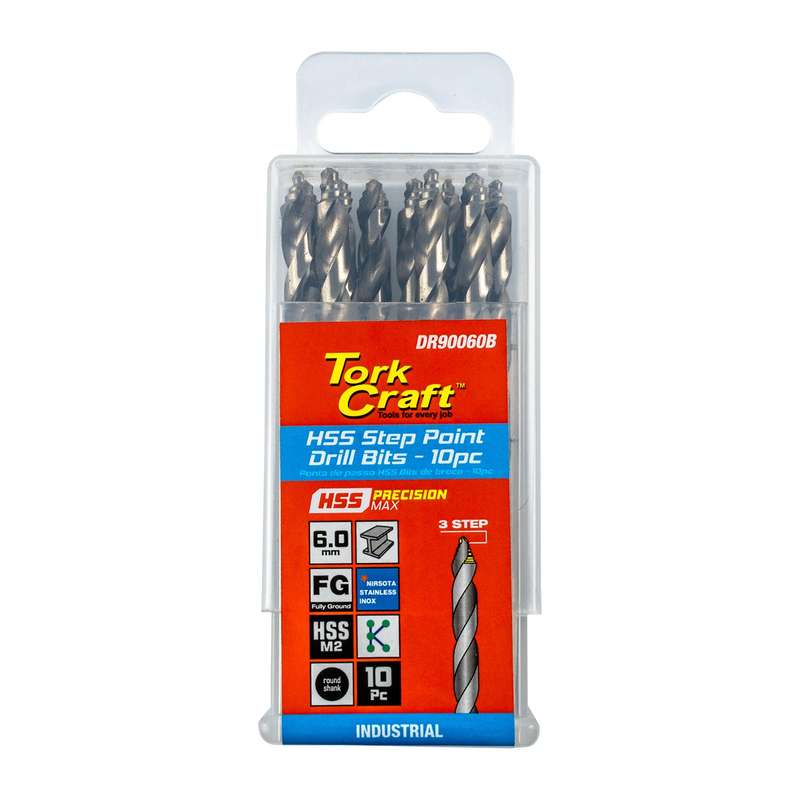Precision-max step point 6.0mm hss drill 10 pack