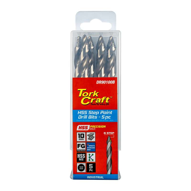 Precision-max step point 10.0mm hss dril 10 pack
