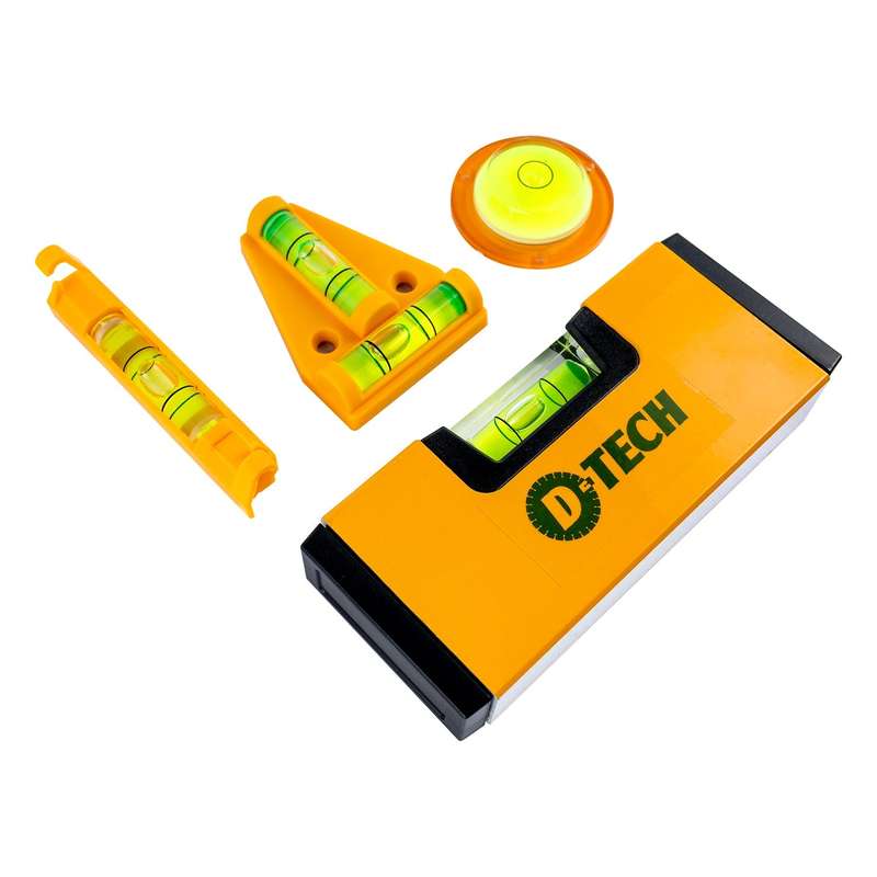 Level kit 4pc line/round/t-type/mini level with storage case