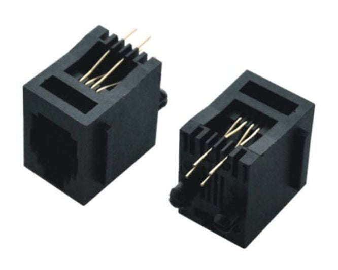 Mod socket rj11 pcb str 4c/4p 4-contact dy123-4p4c