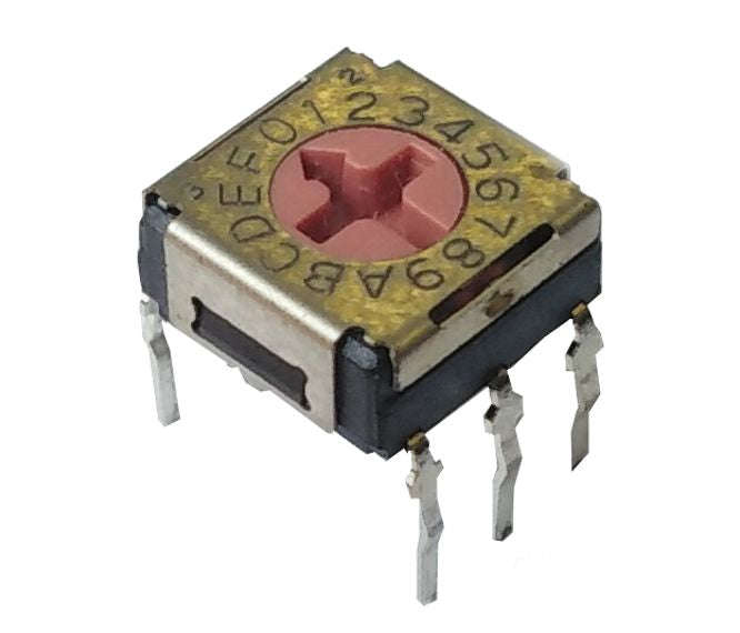 Rotary dip switch 16w r/code flat erd616rs,hex real  red