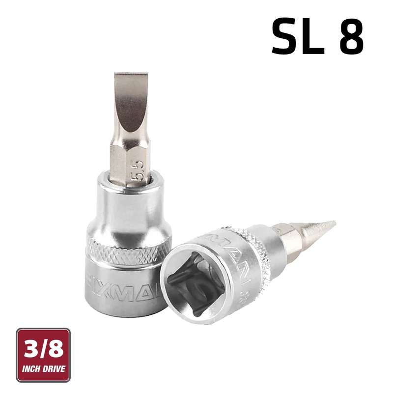 FIXMAN 3/8' DR.BIT SOCKET SL8 SLOTTED SCREWDRIVER BIT