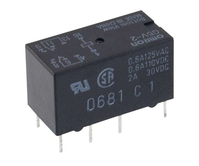 Relay dpdt 2a 12vdc rect 8pcb g5v-2-12dc