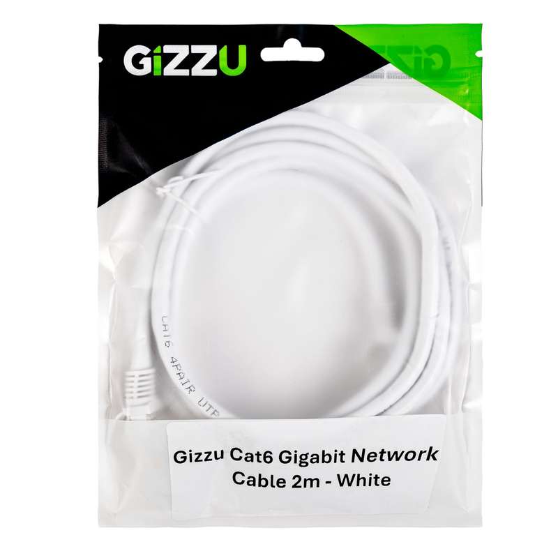Gizzu Cat6 UTP Fly Lead Ethernet Network Cable 2m  White