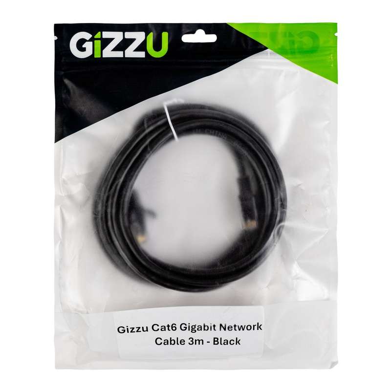 Gizzu Cat6 UTP Fly Lead Ethernet Network Cable 3m  Black