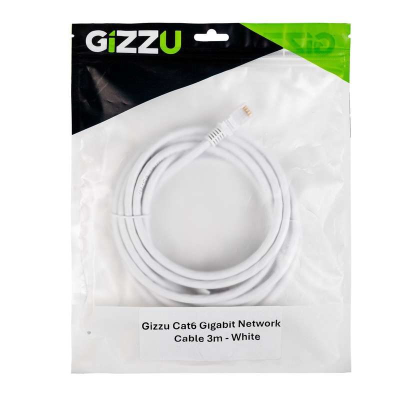 Gizzu Cat6 UTP Fly Lead Ethernet Network Cable 3m  White