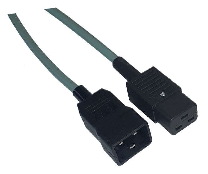 C19 iec socket -c20 iec plug unmoulded lead grey - 1.2m pc-maec19c20153gy1.2