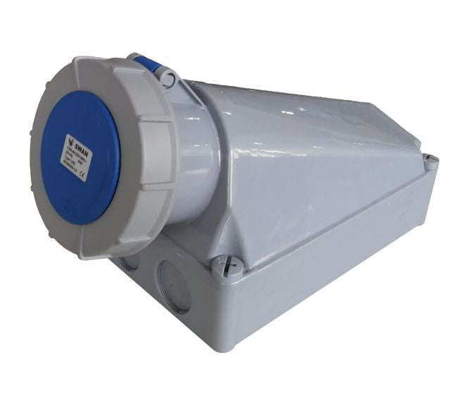 Industrial socket wall 125A 2P E 220V IP67 IPS-CE-1432