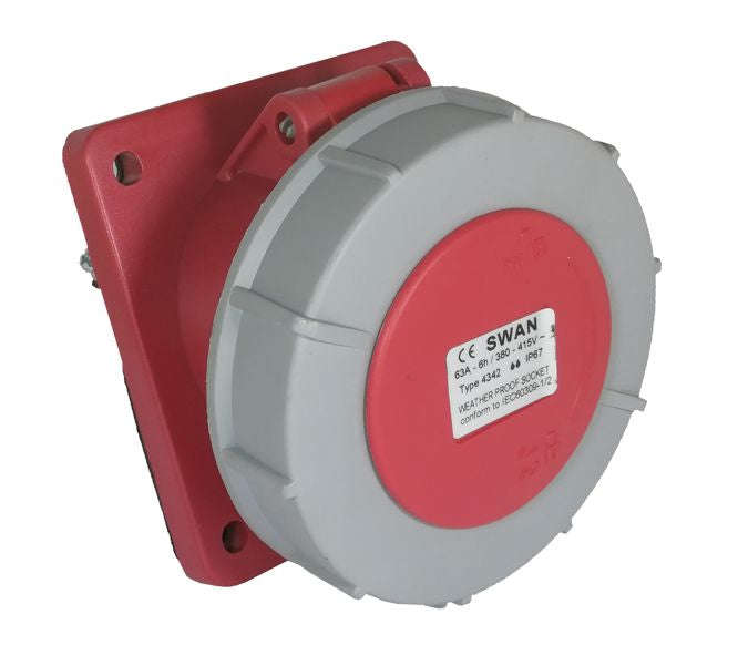 Socket panel sloping 63A 3p n E 380V IP67 IPS-CE-4352
