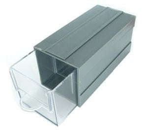 Drawer 1u 2-compart grey/clear 50x50x115mm 1d