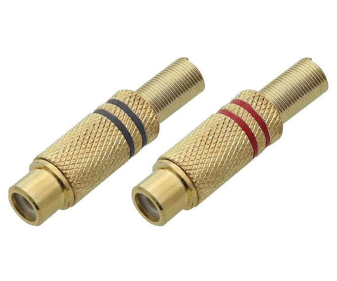 Set rca socket in-line metal gold red & black jr3808-red/black