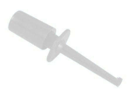 Miniature test probe hook on white 40mm k268a-wt