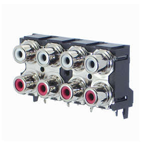 Socket rca 8w r/a pcb wt/rd plated k2762      rohs