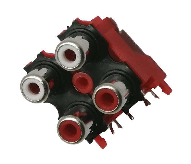 Socket 4xrca r/a pcb mount kinked pins k27662 *a* av4...