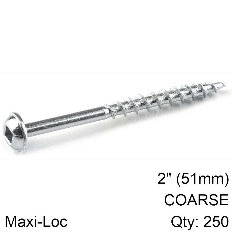 KREG ZINC POCKET HOLE SCREWS 51MM 2.00' #8 COARSE THREAD MX LOC 250CT