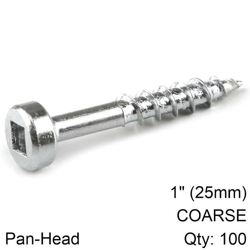 KREG ZINC POCKET HOLE SCREWS 25MM 1.00' #7 COARSE THREAD PAN HEAD 100C