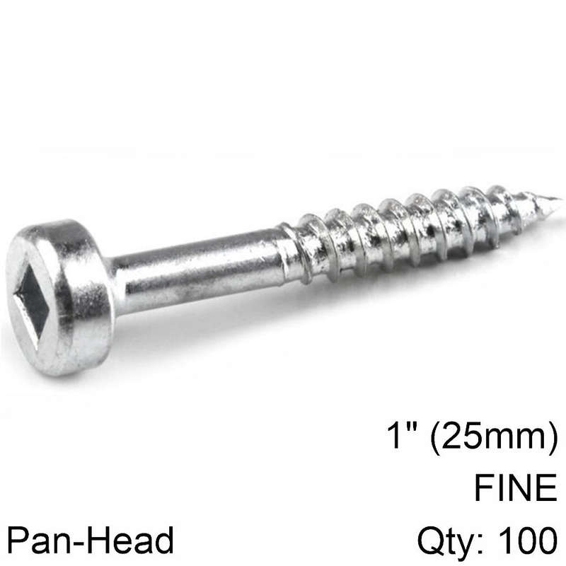 Kreg zinc pocket hole screws 25mm 1.00' #6 fine thread pan head 100ct