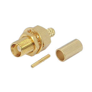 Mcx-socket mini crimp bulkhead rg174, gold m52166p