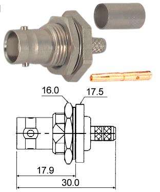 Bnc-socket p/mount bulkhead rg174 50e m5561p