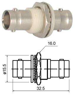 Adapter bnc-socket to bnc-socket bulkhead m55780