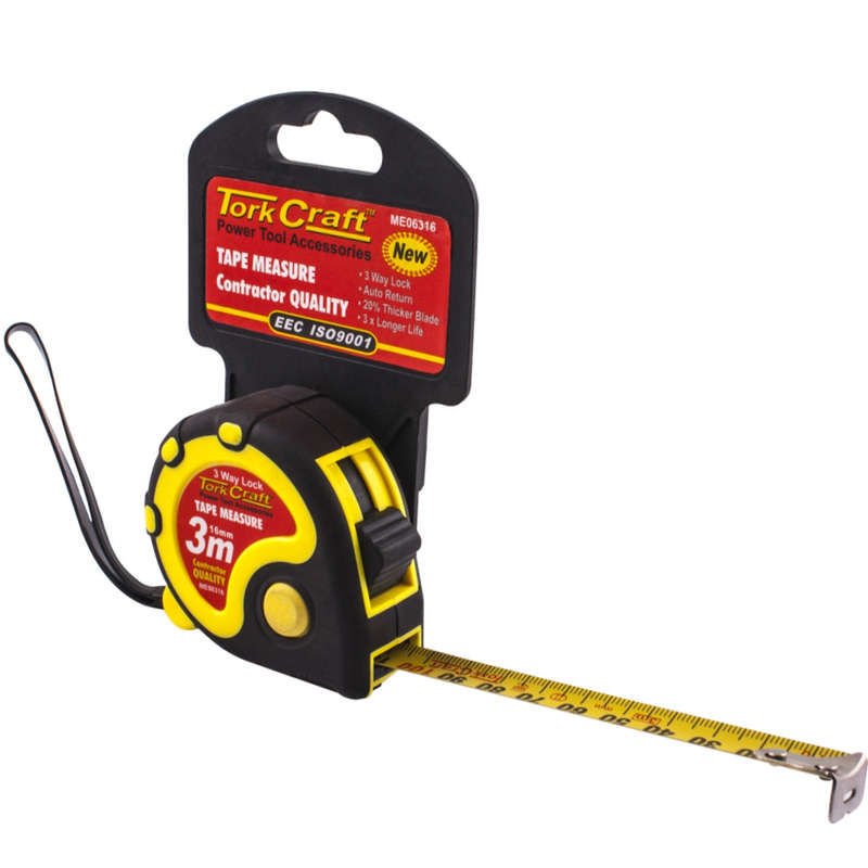MEASURING TAPE MULTI LOCK 3M X 16MM RUBBER CASING MATT FINISH