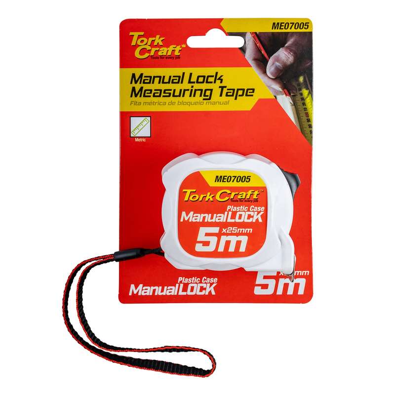Measuring tape m/lock 5m x 25mm plastic casing