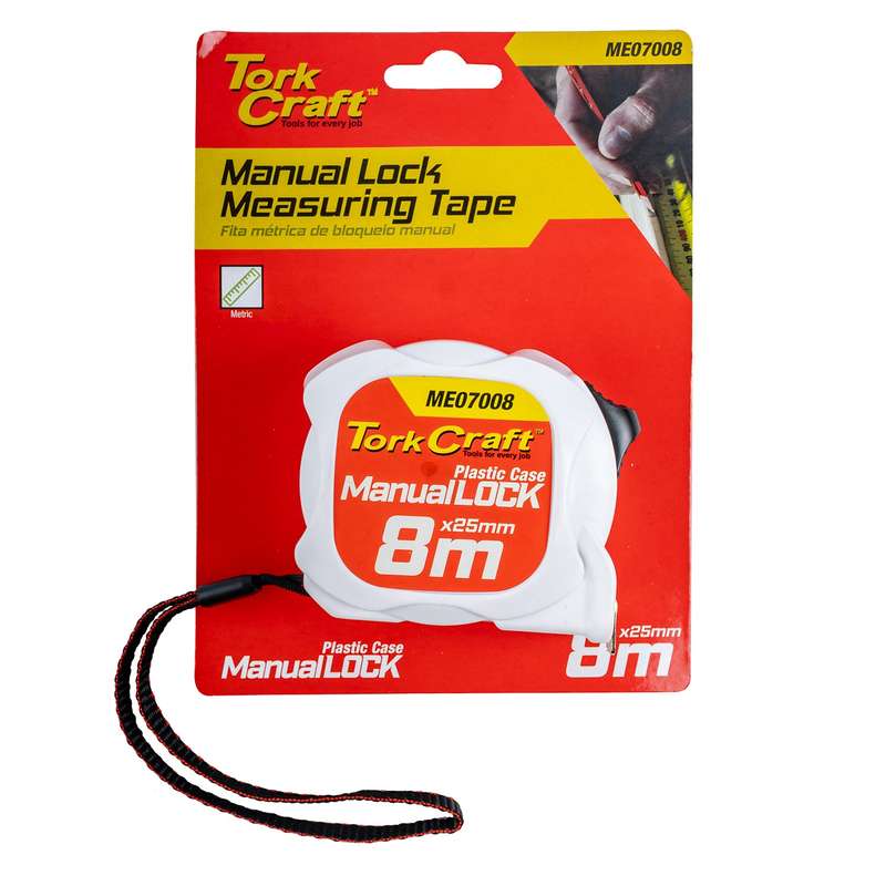 Measuring tape m/lock 8m x 25mm plastic casing
