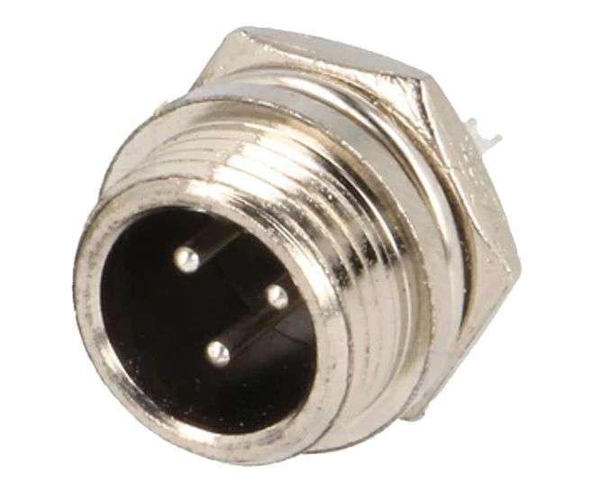 M13 3w mini mic panel mount plug gx12-3p