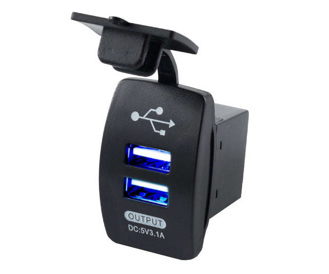 Dual usb 3.0 5.3v 3.1a qc car phone charger blue light mt-b