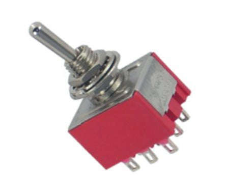Mini toggle switch tpdt on-off-on sol-red mts-303-a1-r