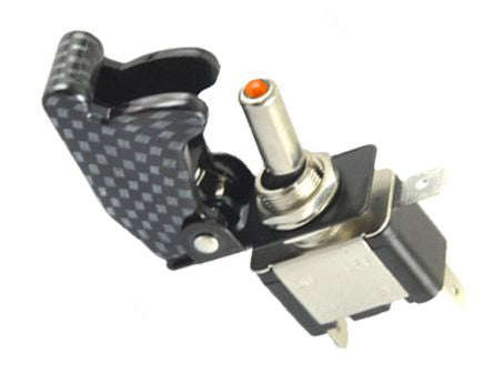 Toggle switch illuminated red w/black cover my-t101-rd-bw