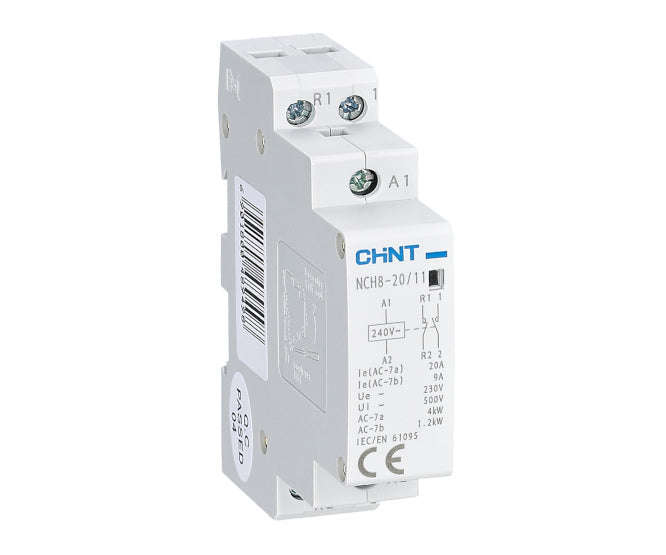 Ac contactor 20a 230vac coil 2pole n.o. and n.c. nch8-20/11-230vac