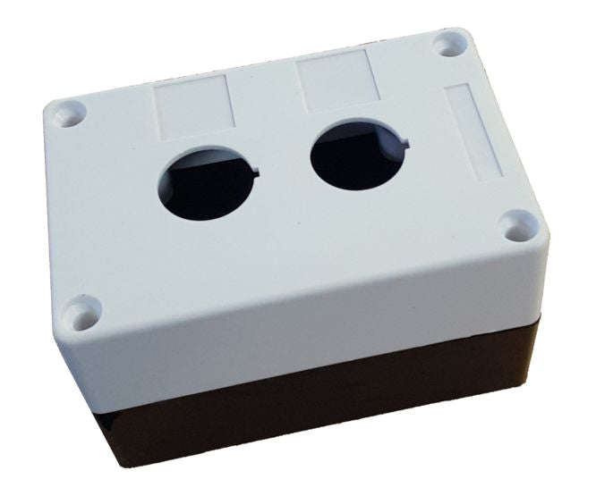 Push button enclosure 2 hole ip65 white 22mm pb-bx2-22