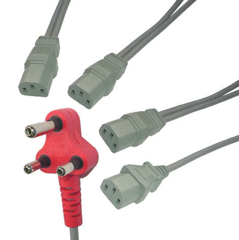 Dedicate plug top lead to 4xiec 4.8m grey pc-6d4hgy4.8