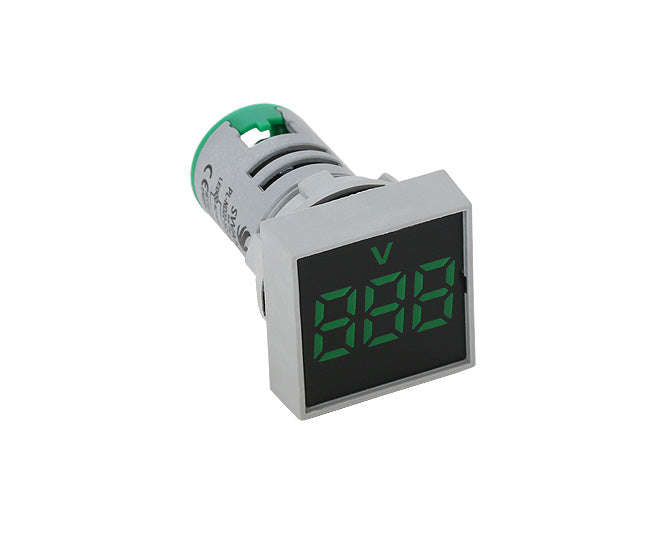 Voltmeter indicator squ 500vac 22mm green pl-nd22-sq-500a-g