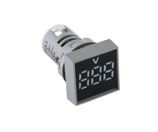 Voltmeter pilot light square white 15-500VAC PL-ND22-SQ-500V-W