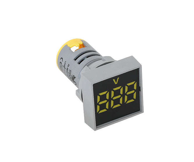 Voltmeter indicator squ 500vac 22mm yellow pl-nd22-sq-500a-y