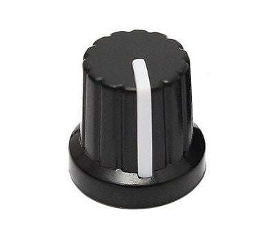 Knob black with white marker 6mm knob 11x15 211201
