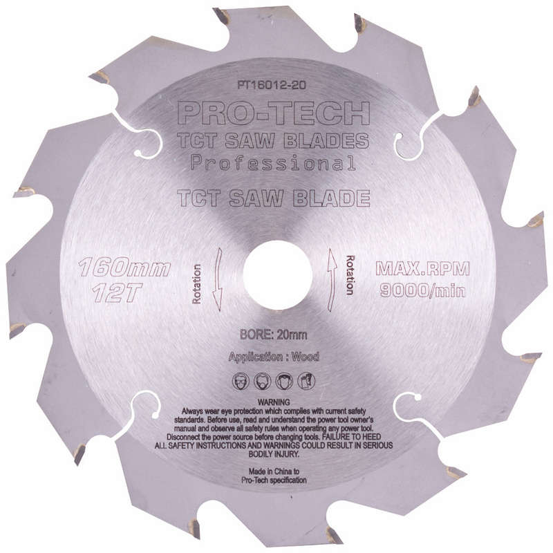 SAW BLADE TCT 160X2.2X20X12T WOOD PROF. PRO-TECH FES. TS55 PW12