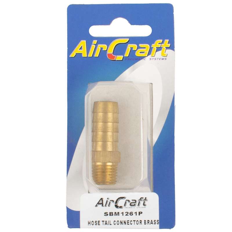 HOSE TAIL CONNECTOR BRASS 1/4M X 13MM 1PC PACK
