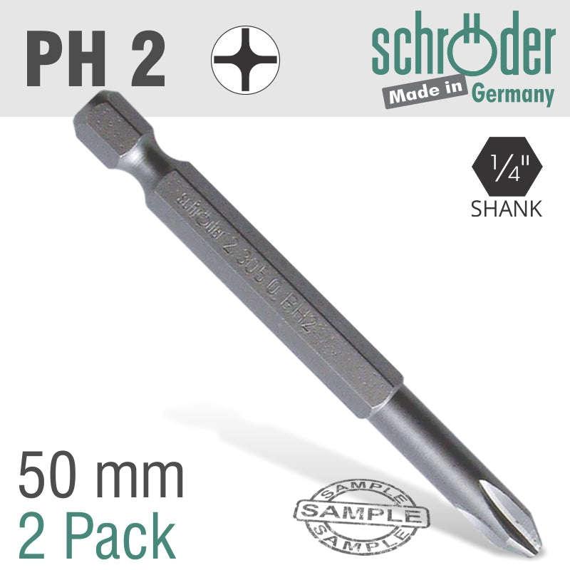 PHILLIPS NO.2 x 50MM CLASSIC POWER BIT 2CD