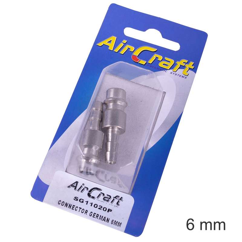 Connector german 6mm hosetail 2pc pack