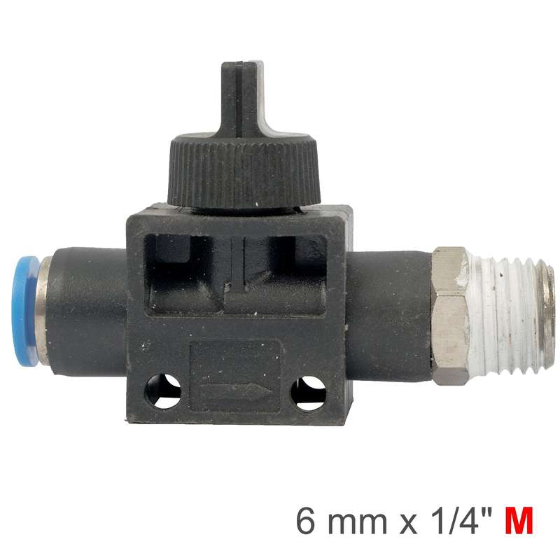 Pu hose fitting valve 6mm x 1/4'm