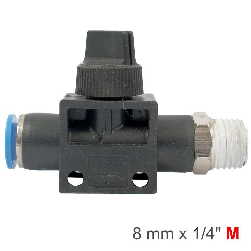 Pu hose fitting valve 8mm x 1/4'm
