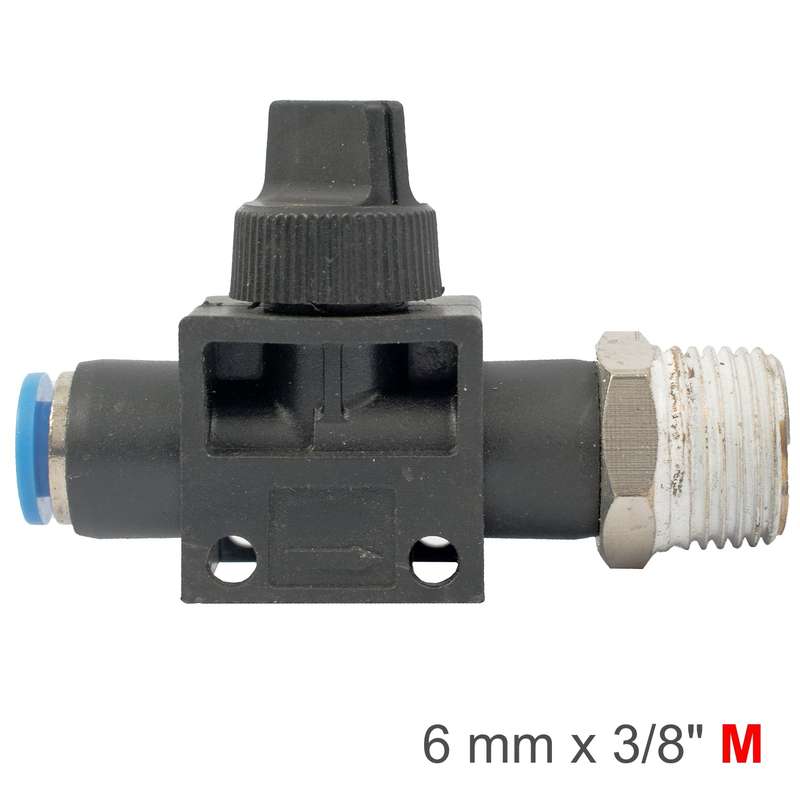Pu hose fitting valve 6mm x 3/8'm
