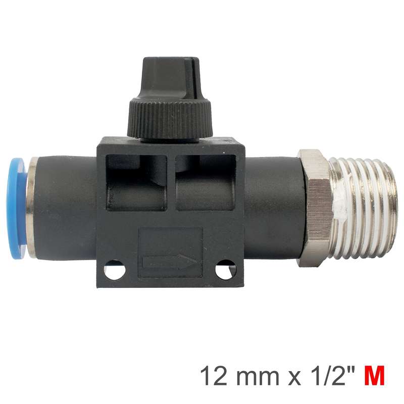 Pu hose fitting valve 12mm x 1/2'm