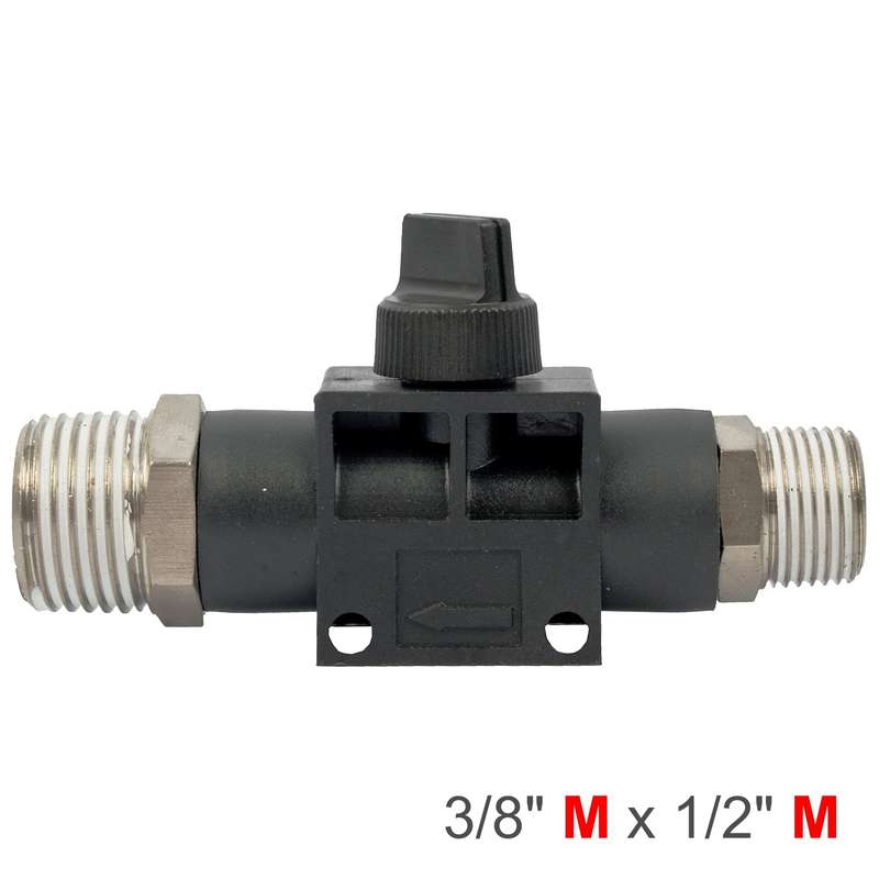 Pu hose fitting valve 3/8'm x 1/2'm