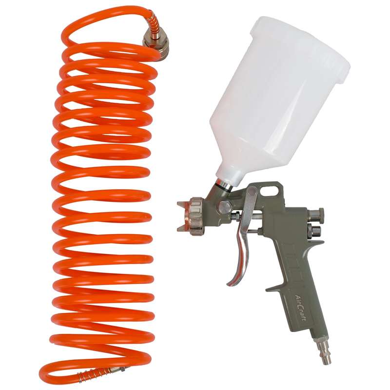 Grav feed spray gun 1.5mm nozzle with 5m spiral hose